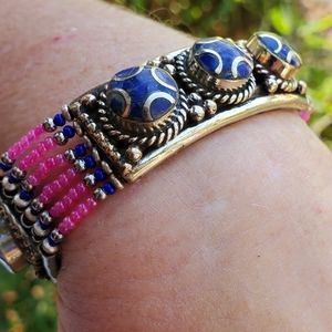 New Lapis Lazuli Tibetan Silver Bracelet.